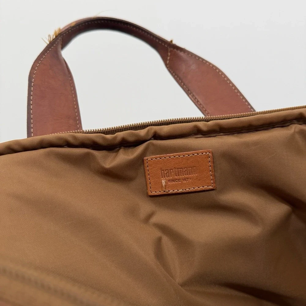 Vintage Hartmann Full Grain Leather Briefcase Laptop Bag Tan Cognac Expandable